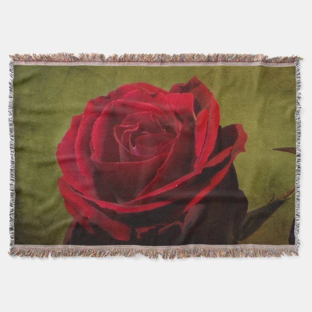 Textured Red Rose Throw Blanket (Front)