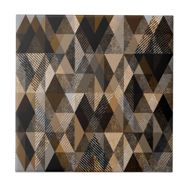 Textured rhombic brown with beige  tile (Front)