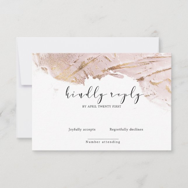 textured rose gold faux foil Elegant RSVP Card (Front)