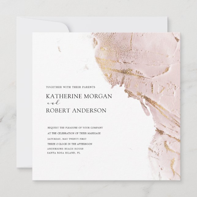 textured rose gold modern Wedding Invitation (Front)