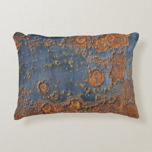 Textured rusted metal background. accent pillow