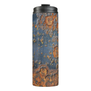 Textured rusted metal background. thermal tumbler
