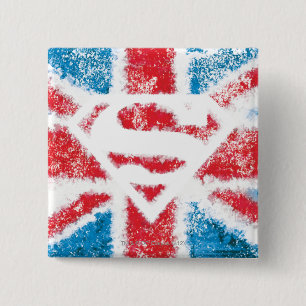 Textured S-Shield Over Flag 2 Inch Square Button
