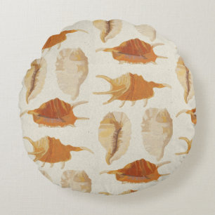 Textured Seashells Round Pillow