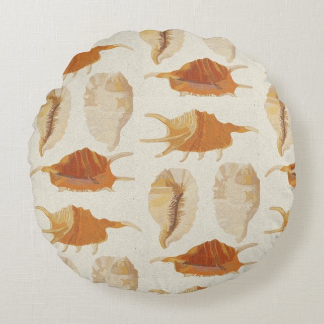 Textured Seashells Round Pillow (Front)