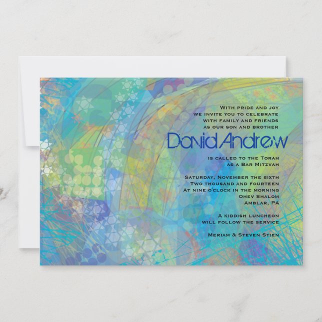 TEXTURED STARS Bar Bat Mitzvah Invitation (Front)