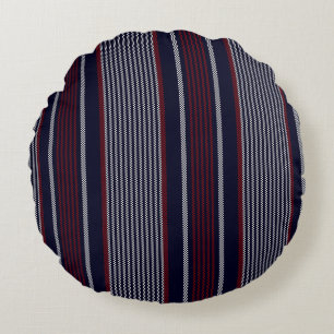 Textured stripe seamless pattern with navy blue, r round pillow