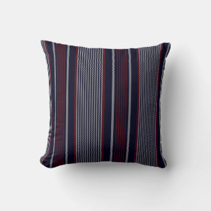 Textured stripe seamless pattern with navy blue, r throw pillow