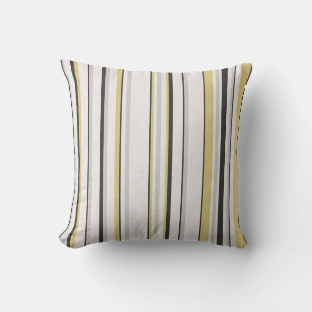Textured striped pattern. Black, mustard, grey  Th Throw Pillow (Front)