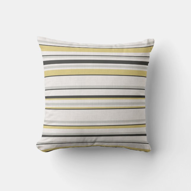 Textured striped pattern. Black, mustard, grey  Throw Pillow (Front)