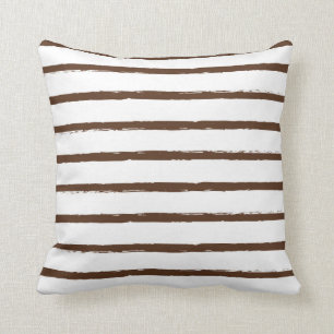 Textured Stripes Lines Brown Modern Deckled Throw Pillow