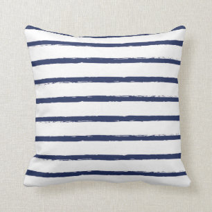 Textured Stripes Lines Navy Blue Nautical Modern Throw Pillow