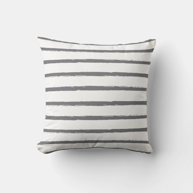 Textured Stripes Lines Slate Grey White Modern Throw Pillow (Front)