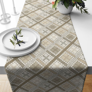 Textured Table Runner in Neutral Geometric Design
