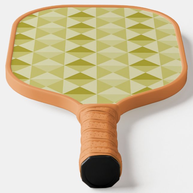 Textured tan triangles blocks pickleball paddle (Laydown)