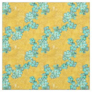Textured Teal and Golden floral pattern Fabric