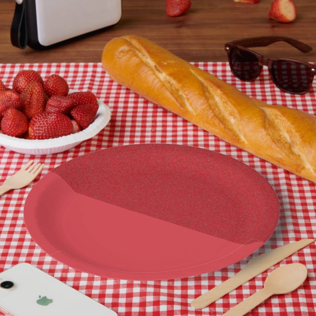 Textured Top Tomato Red Party Plate – Customizable (Picnic)