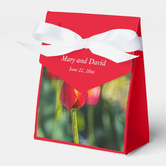 Textured Tulip Wedding Favor Box (Front Side)