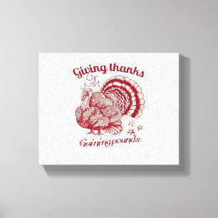 Textured Turkey Drawing in Rich Red Sepia on Pale  Canvas Print