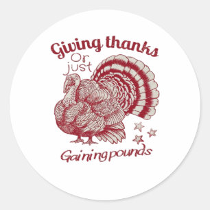 Textured Turkey Drawing in Rich Red Sepia on Pale  Classic Round Sticker