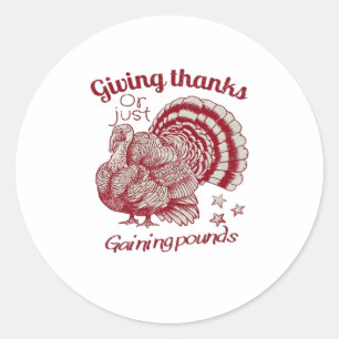 Textured Turkey Drawing in Rich Red Sepia on Pale Classic Round Sticker