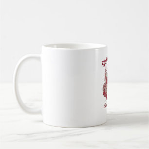 Textured Turkey Drawing in Rich Red Sepia on Pale Coffee Mug