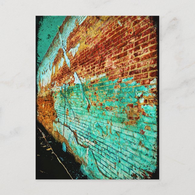 Textured Turquiose Brick Wall Postcard (Front)