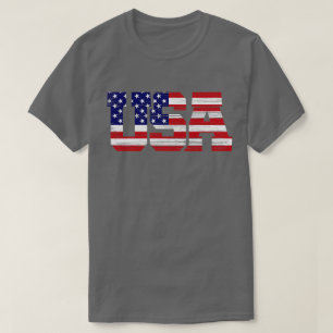 Textured USA Flag Typography T-Shirt