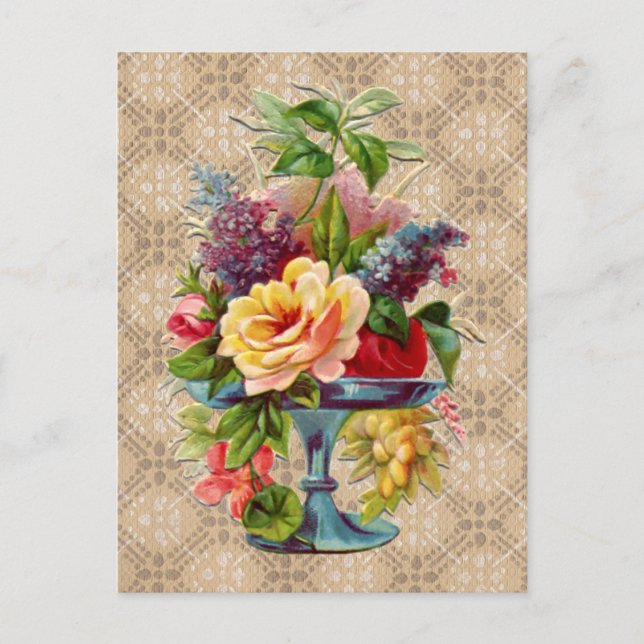 Textured vintage Floral Display Postcard (Front)