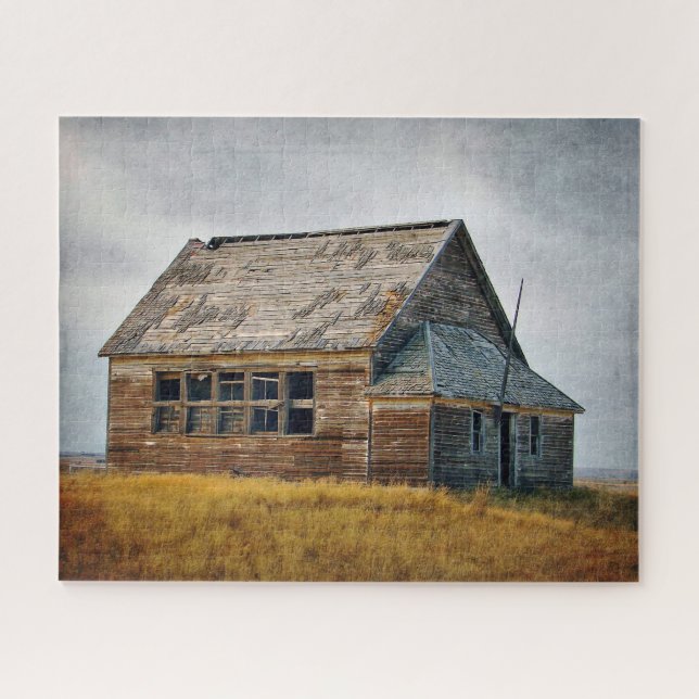 Textured Vintage Schoolhouse Photo Jigsaw Puzzle (Horizontal)