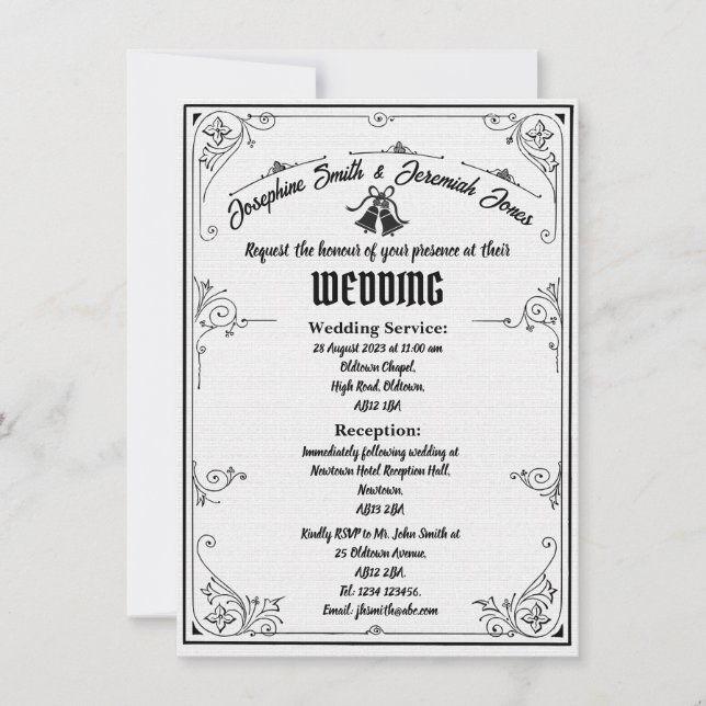 Textured Wedding Bells e Card Invitation (Front)