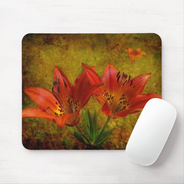 Textured Western Red Prairie Lily Icon Mouse Pad (With Mouse)