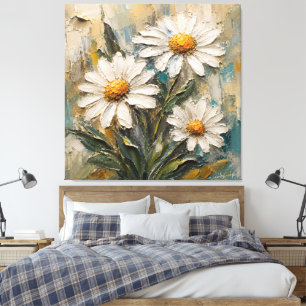 Textured White Daisy Bouquet Canvas Print