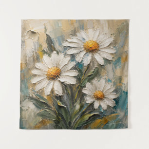 Textured White Daisy Bouquet Tapestry