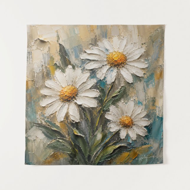 Textured White Daisy Bouquet  Tapestry (Front)