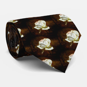 Textured White Rose Men's Tie