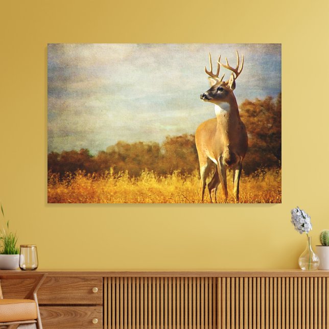 Textured White-tailed Buck Canvas Print (Insitu(LivingRoom))