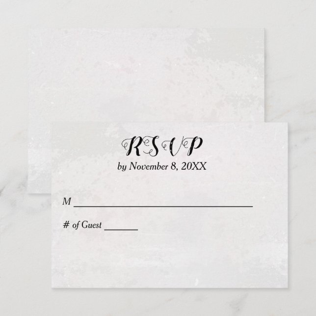 Textured White Wedding RSVP Card (Front/Back)