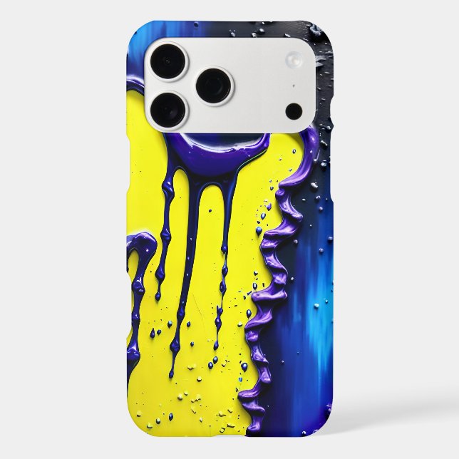 Textured Yellow Blue Purple Paint Drip Fun Pattern (Back)