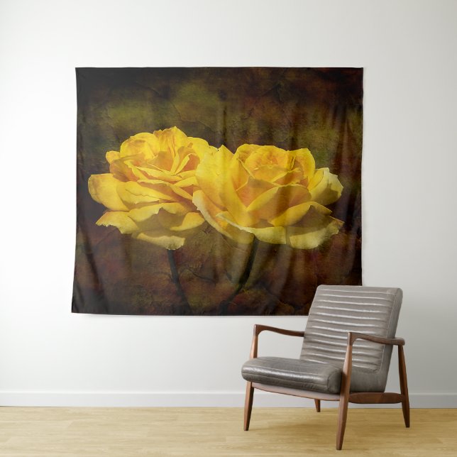 Textured Yellow Rose Wall Tapestry (In Situ (Horizontal))