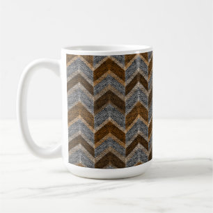 Textured, zigzag, grey and brown coffee mug