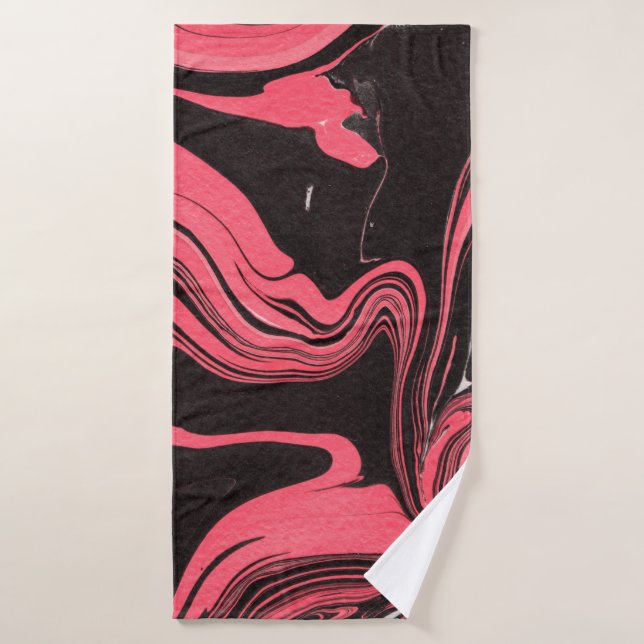 Textures de papier rouge en marbre sur blanc ba (Serviette de bain)