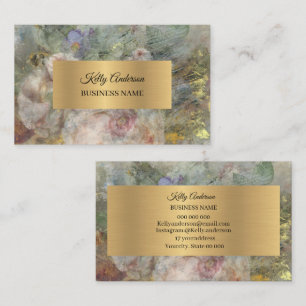 Textures or rose bleu marbre carte de visite