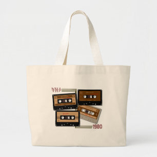 Tezeta Throwback Tunes Cassette Tape Large Tote Bag