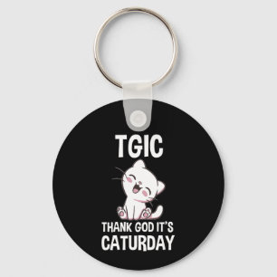 TGIC Thank God It's Caturday Keychain