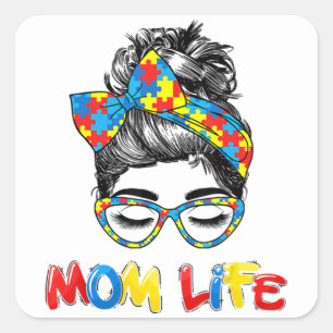 Th Autistic Autism Awareness Mom-Life Shirts Women Square Sticker