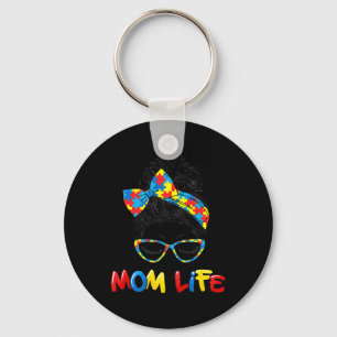 Th Autistic Autism Awareness Mom-life Women Mom Gi Keychain