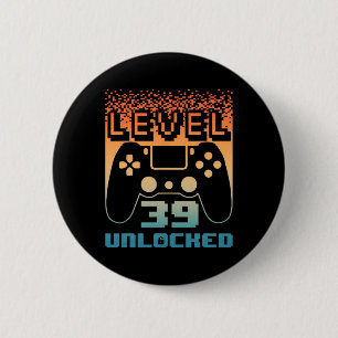 &#; th Birthday For Men Level &#; Unlocked Gamer 2 Inch Round Button