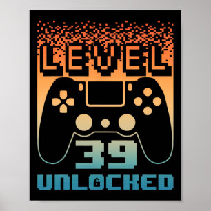 &#; th Birthday For Men Level &#; Unlocked Gamer Poster