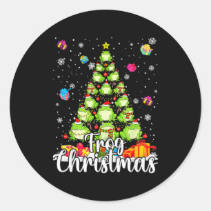 Th Cute Frog Christmas Tree Pajama Matching Costum Classic Round Sticker
